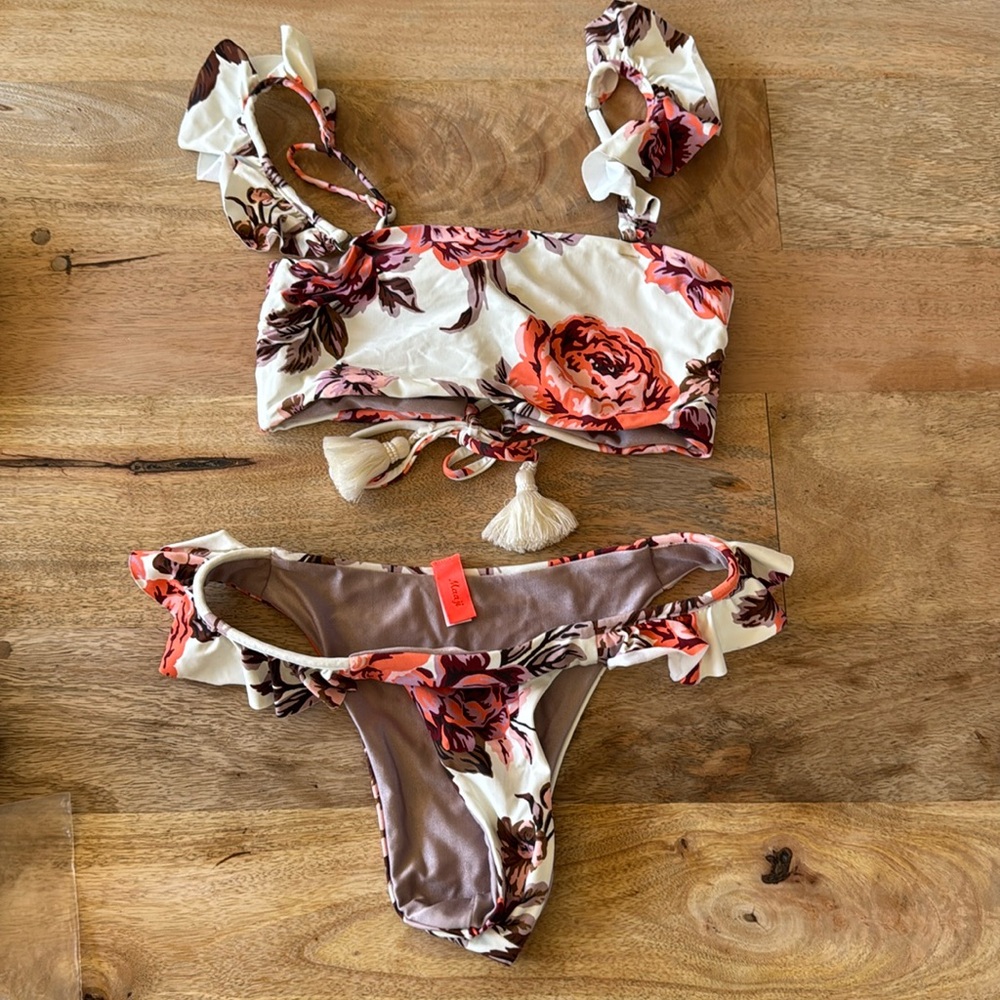 Maaji Floral Bikini Set in Cream, Pink, Coral, Brown